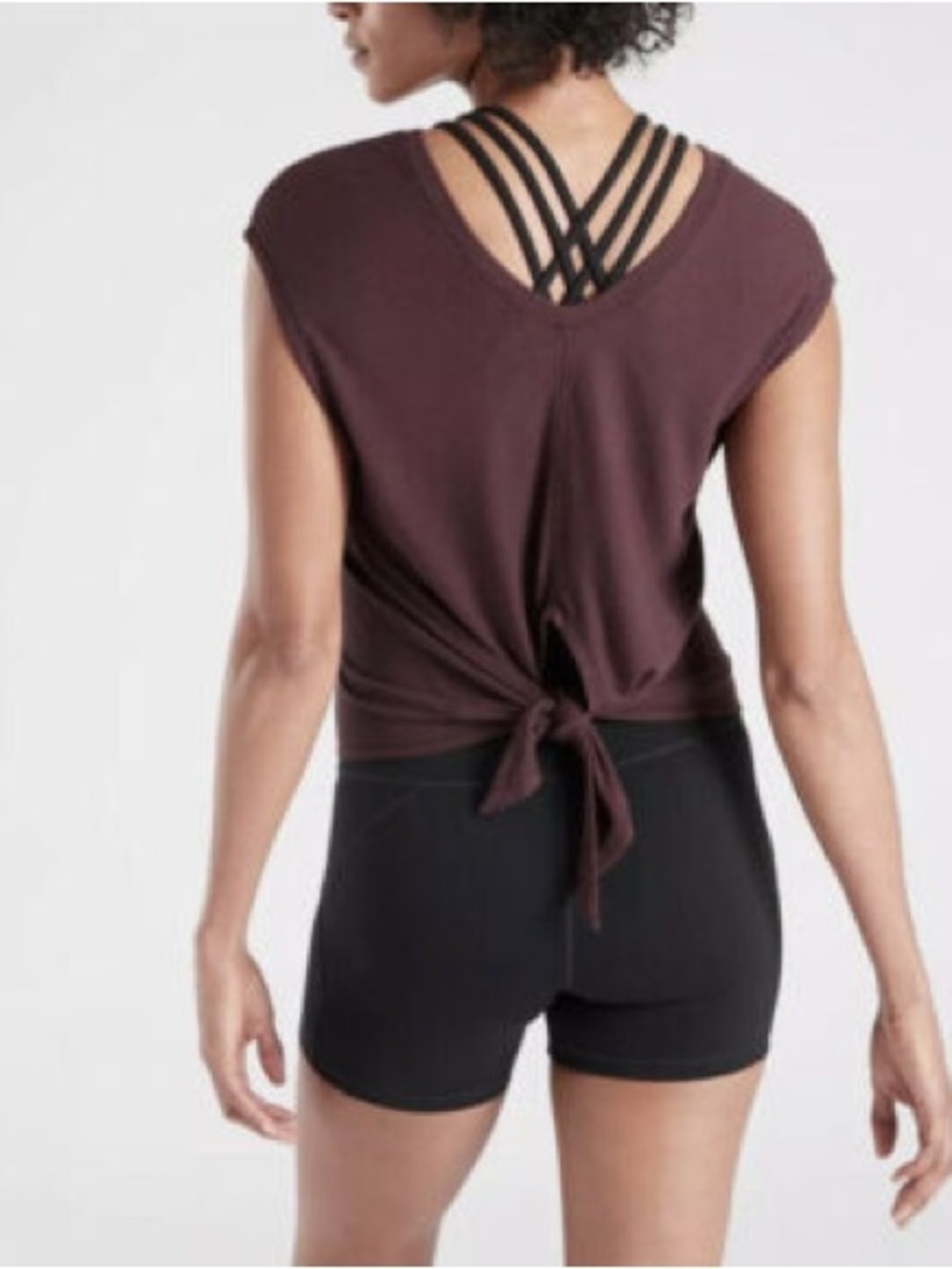Athleta Nayarit Tie Tank Top Ribbed Burgundy Red Purple Yoga Travel XS